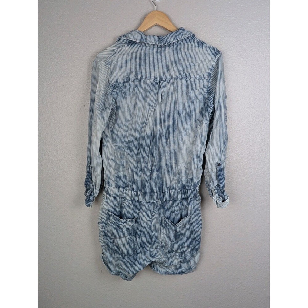 Cloth & Stone Blue Stripes LONG SLEEVE ROMPER SHORTS Women's Size‎ S Boho 200 - Picture 3 of 8